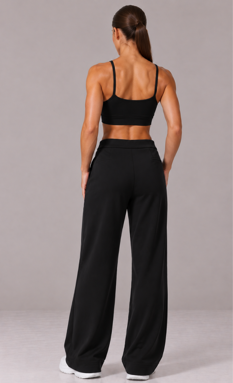 Ivanka Mid Rise Pintuck Wide Leg Pant