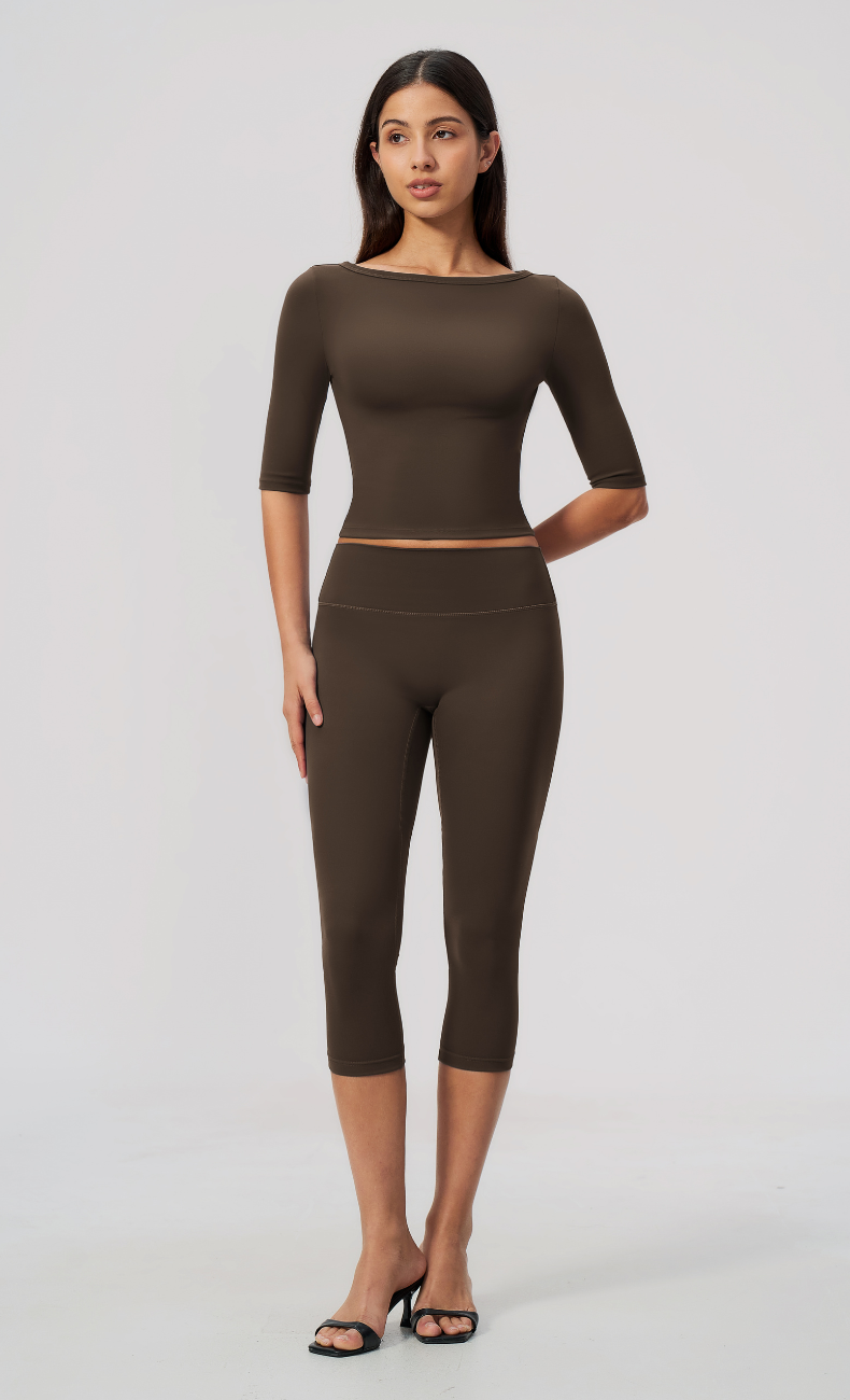 Taylor Boat Neck High Waisted Capri Workout Set