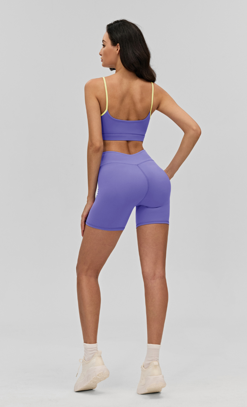 Elodie V-Waist Scrunch Butt Biker Shorts Workout Set