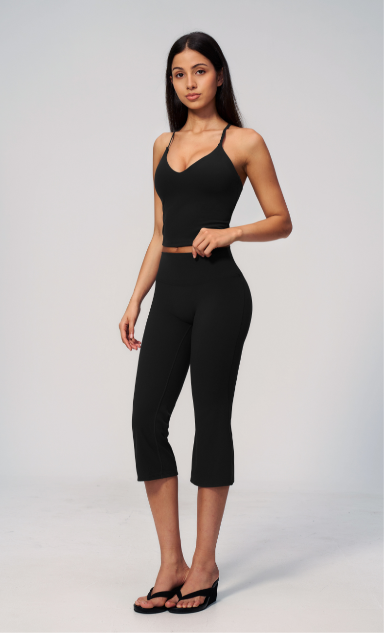 Leah V-Neck Cami Capri Flare Workout Set