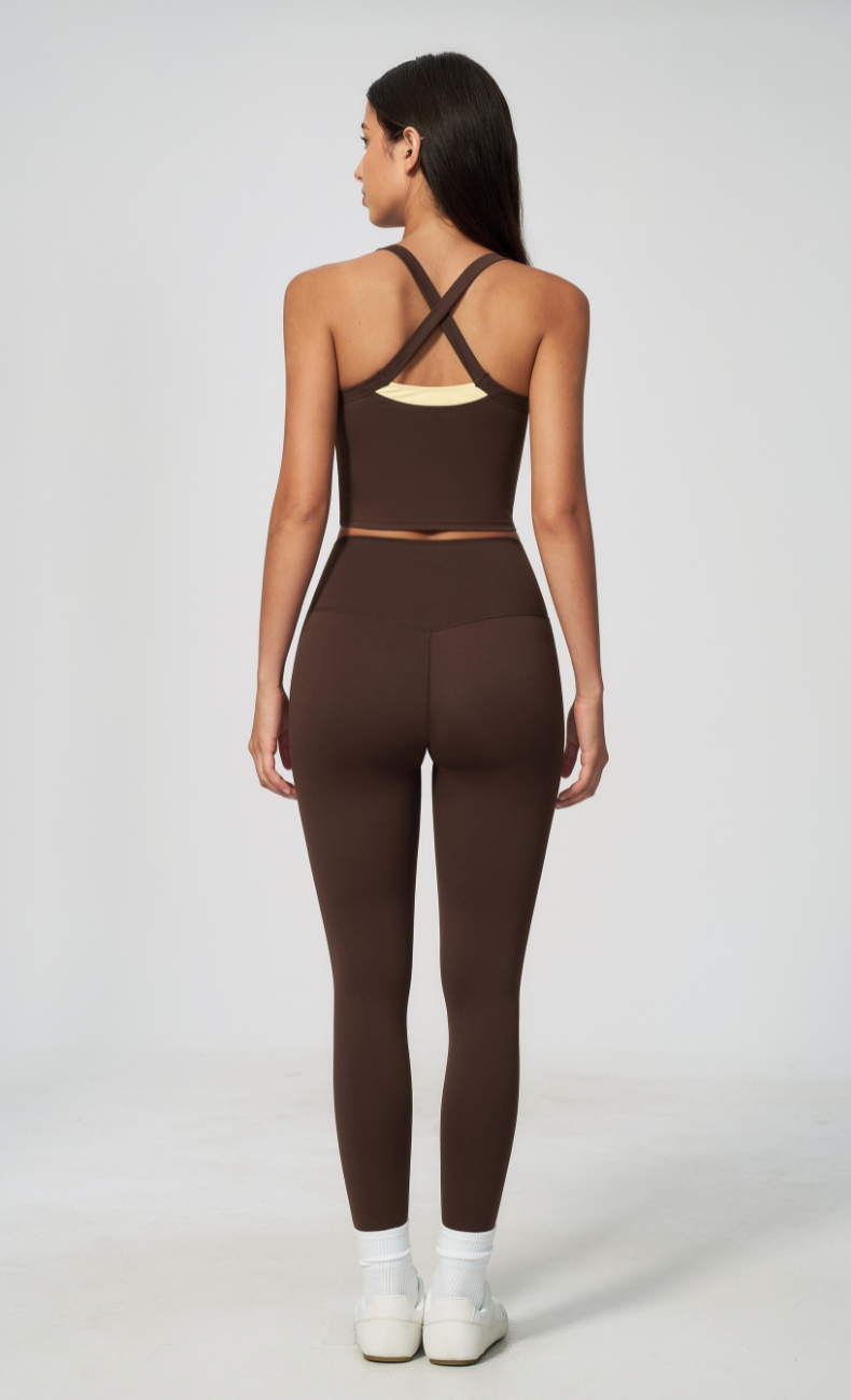 Darcy Contrast Trim Cross Back Leggings Workout Set