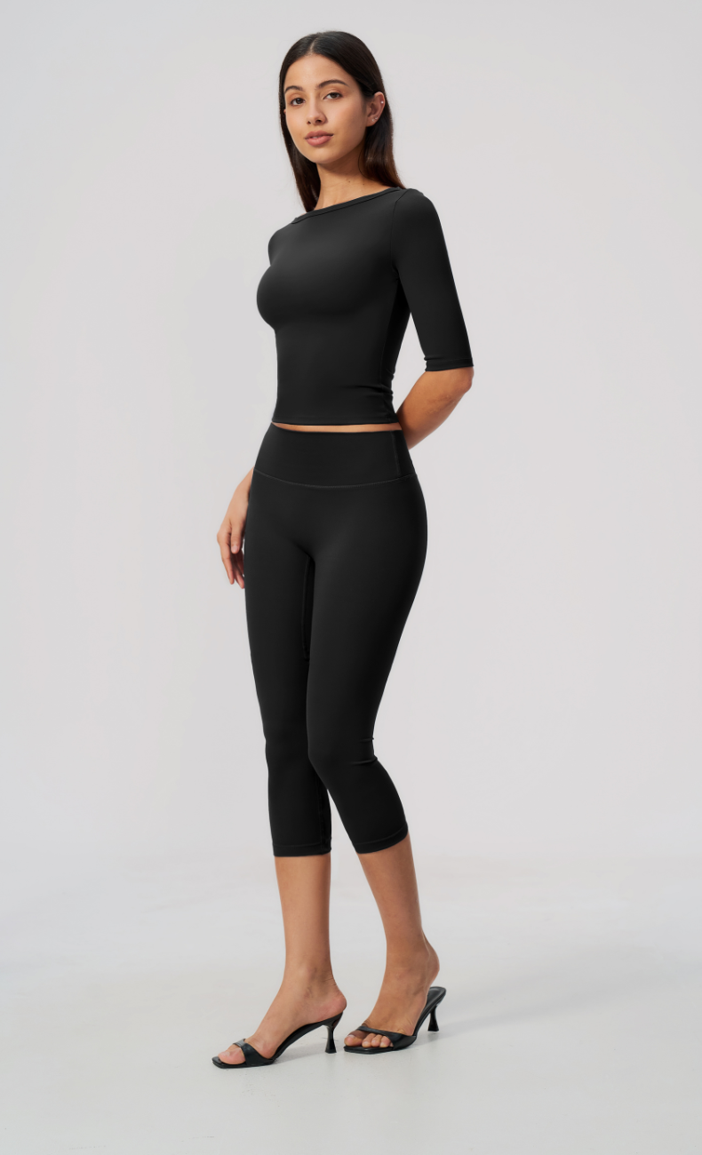 Taylor Boat Neck High Waisted Capri Workout Set