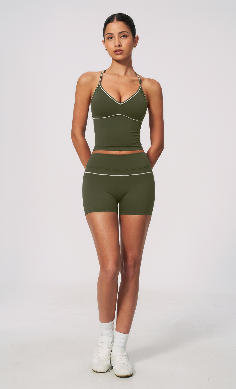 Arielle V-Neck Cami High Waist Shorts Workout Set