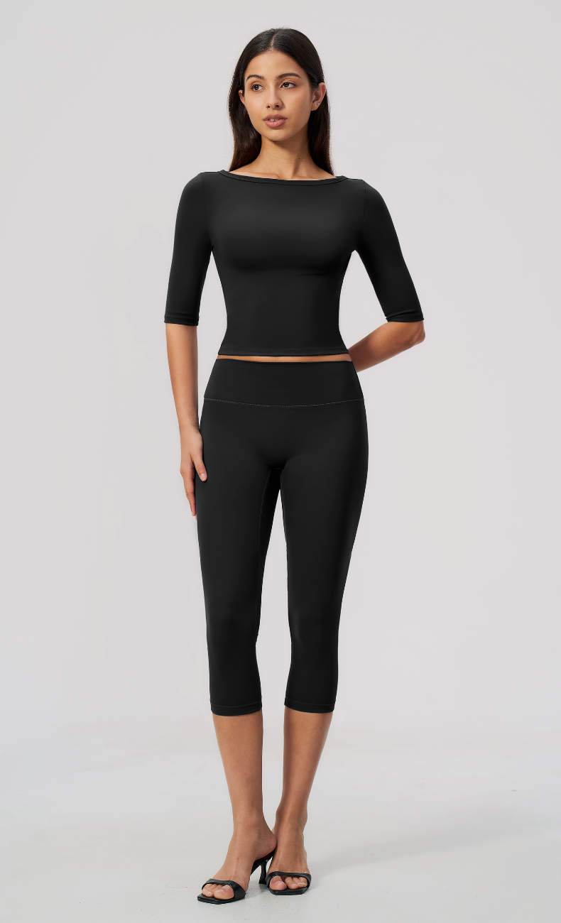 Taylor Boat Neck High Waisted Capri Workout Set