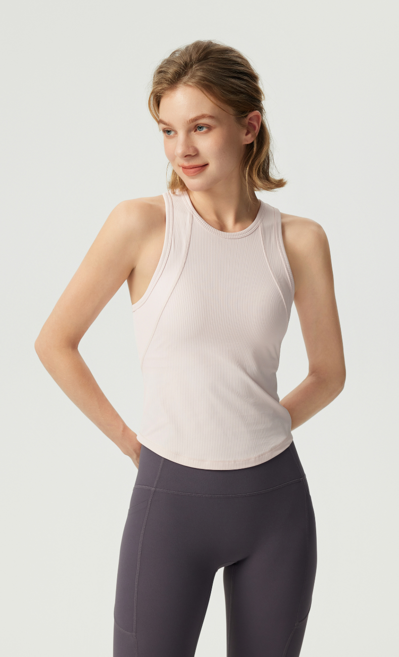 Selene Ribbed Built-In Bra Tank - WOO YOGA