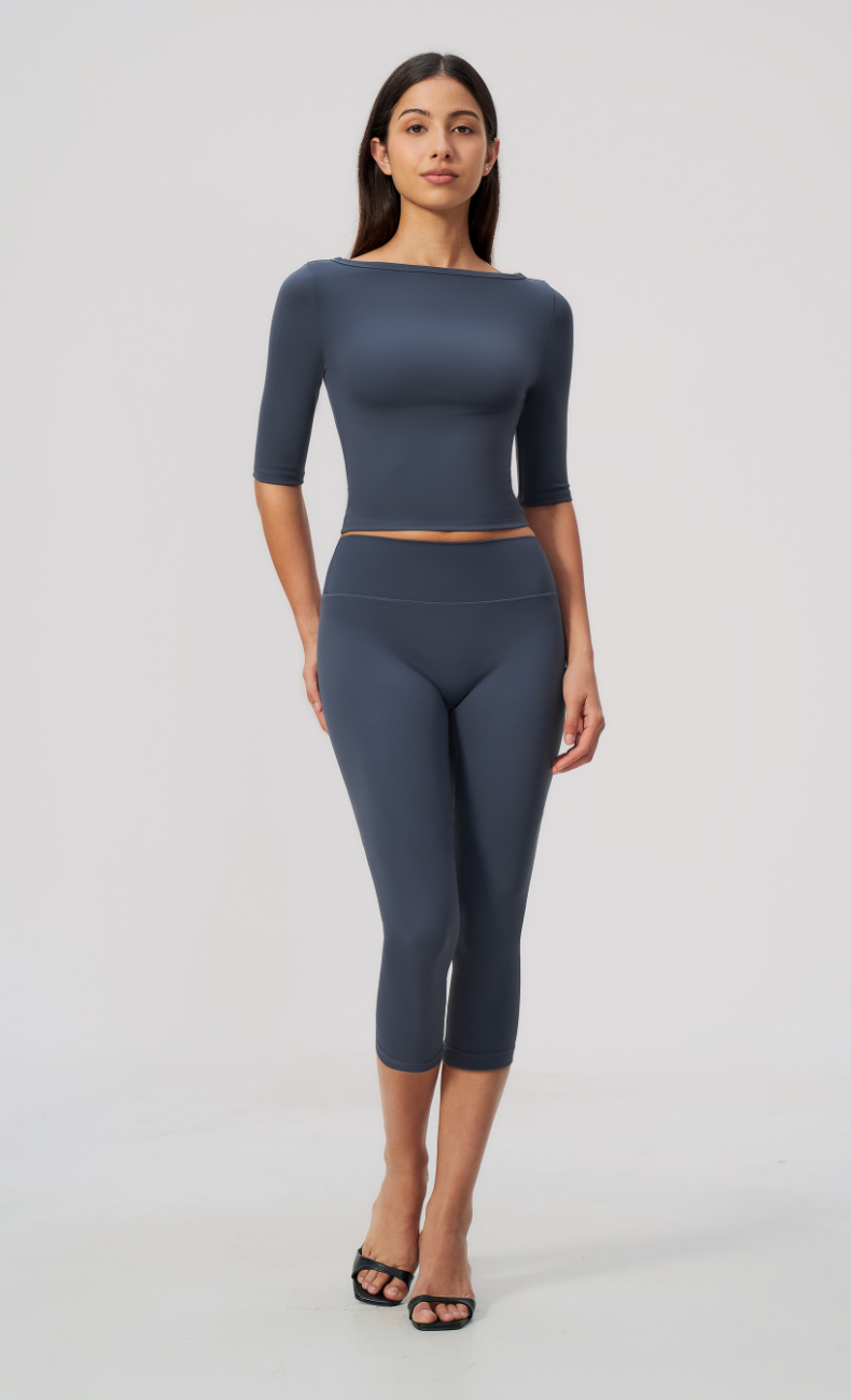 Taylor Boat Neck High Waisted Capri Workout Set