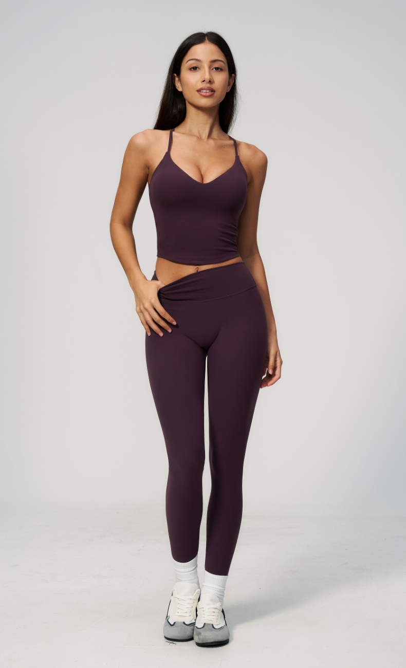 Leah V-Neck Cami High Waisted Leggings Workout Set