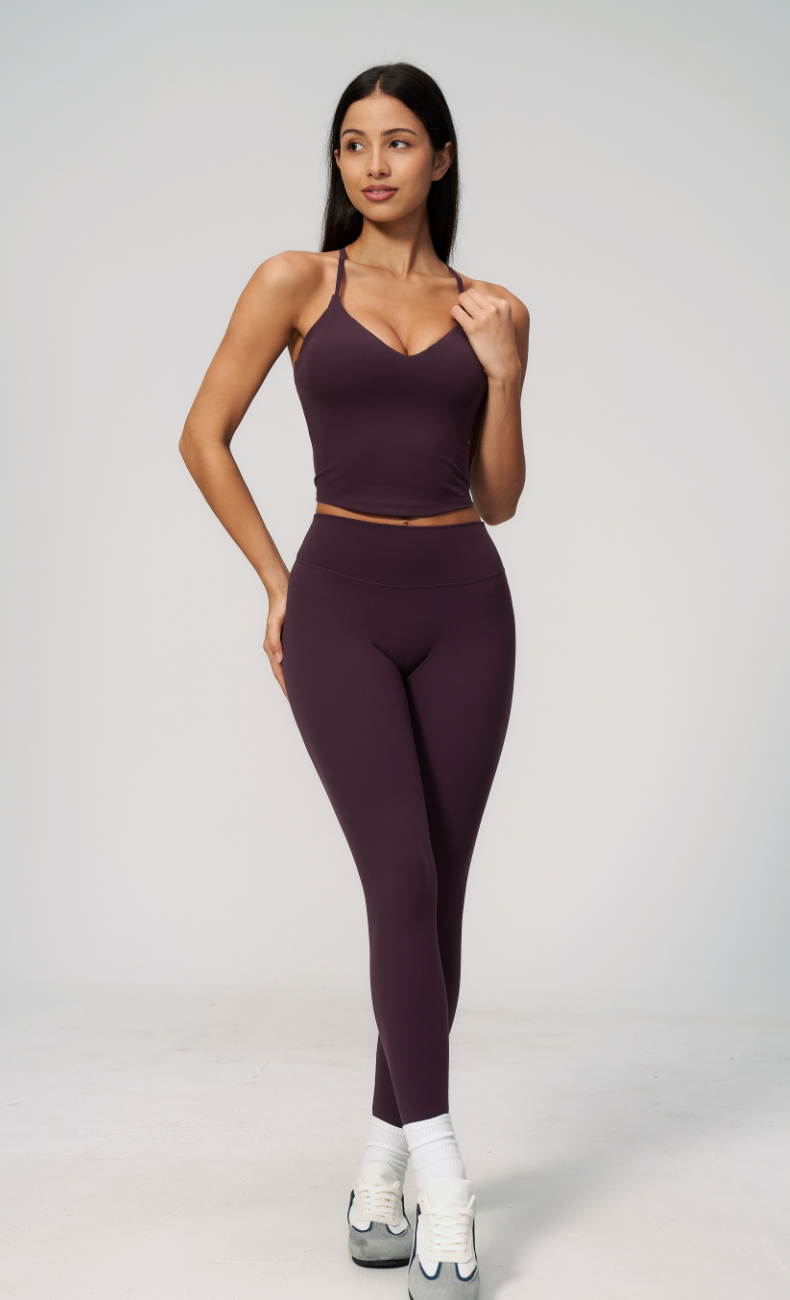 Leah V-Neck Cami High Waisted Leggings Workout Set