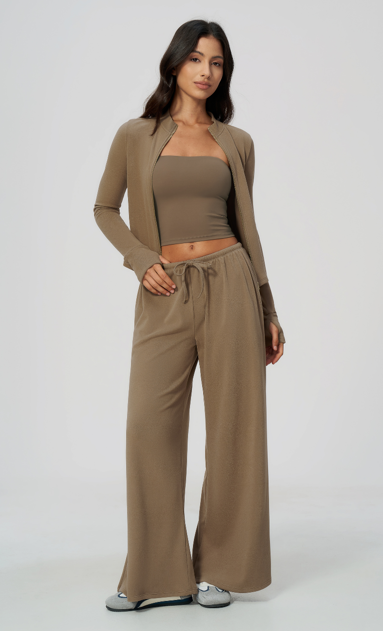 Tatiana Stand Collar Full-Zip Fitted Jacket