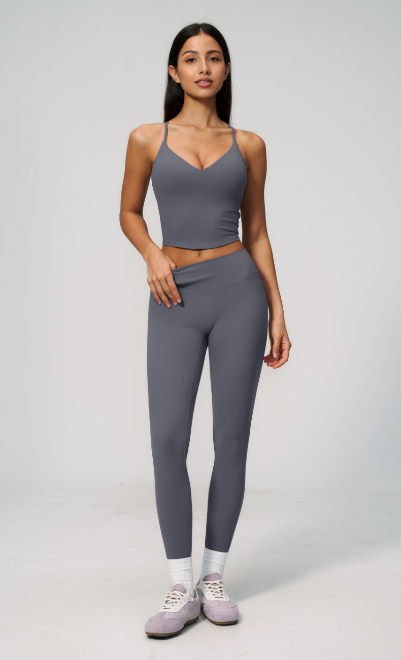 Leah V-Neck Cami High Waisted Leggings Workout Set