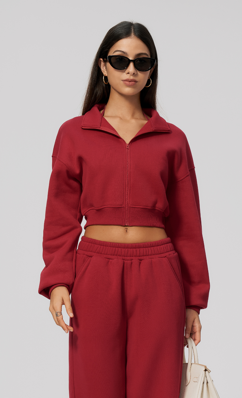 Hailey Cotton Blend Stand Collar Cropped Jacket