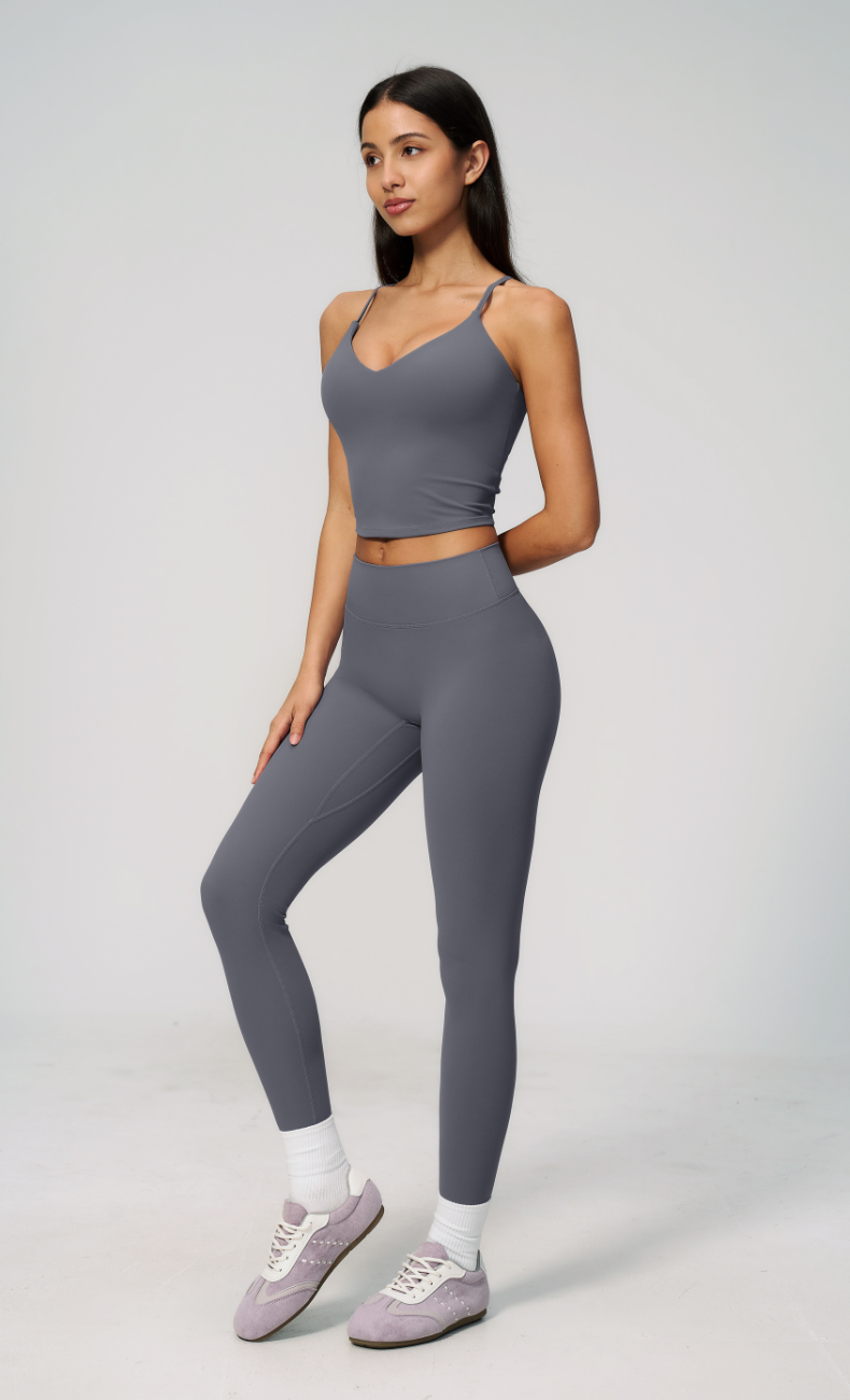 Leah V-Neck Cami High Waisted Leggings Workout Set