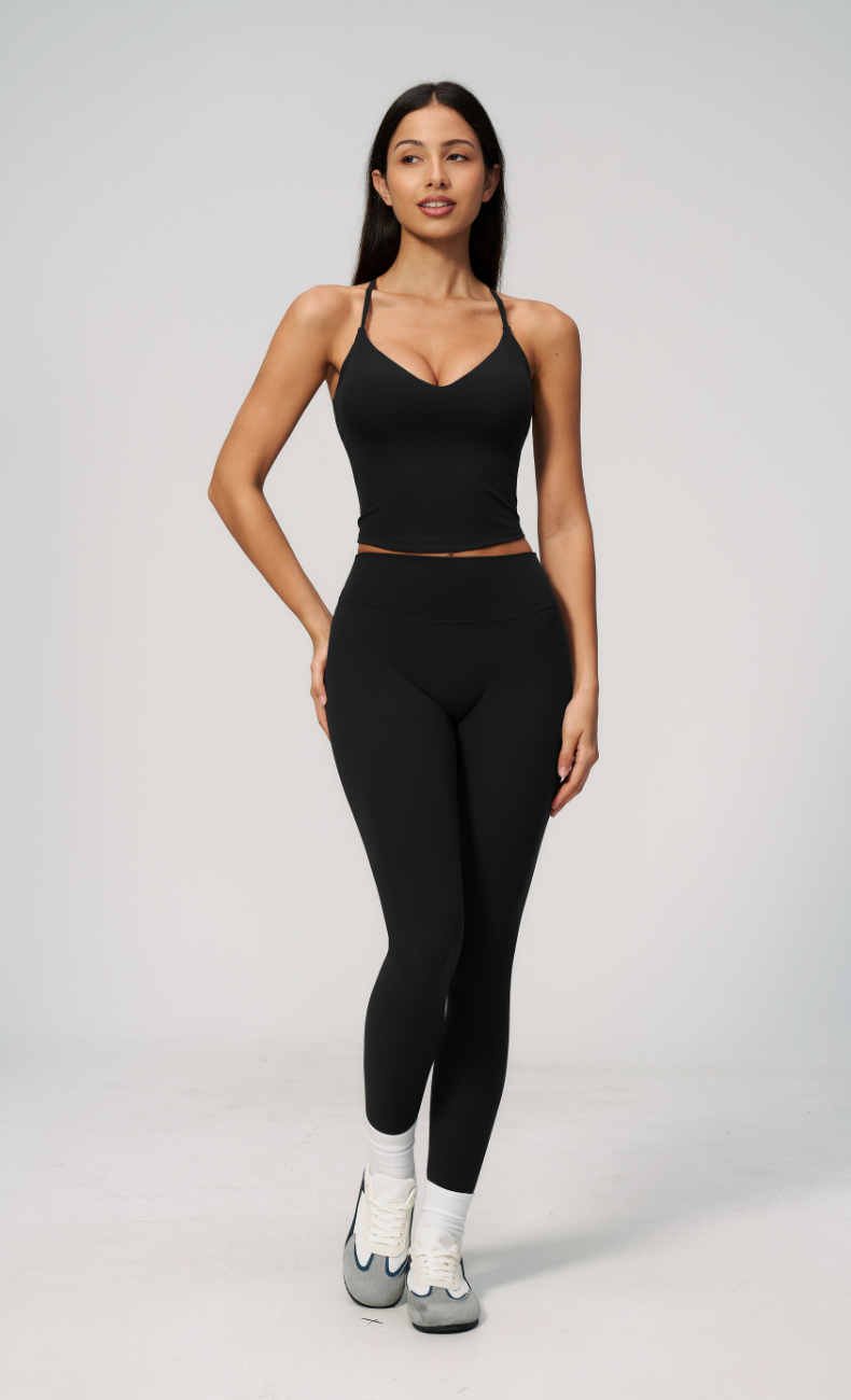 Leah V-Neck Cami High Waisted Leggings Workout Set