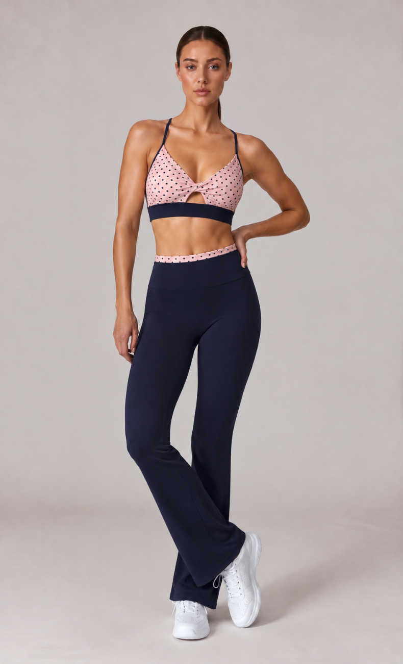 Josie Twist Front Cross Back Flare Leggings Workout Set
