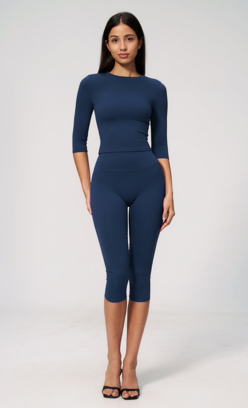Alexandra 3/4 Sleeve High Waisted Capri Leggings Workout Set
