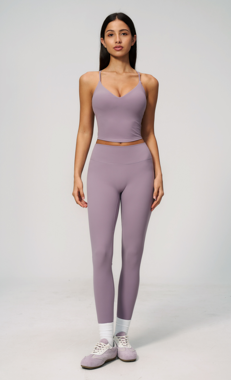 Leah V-Neck Cami High Waisted Leggings Workout Set