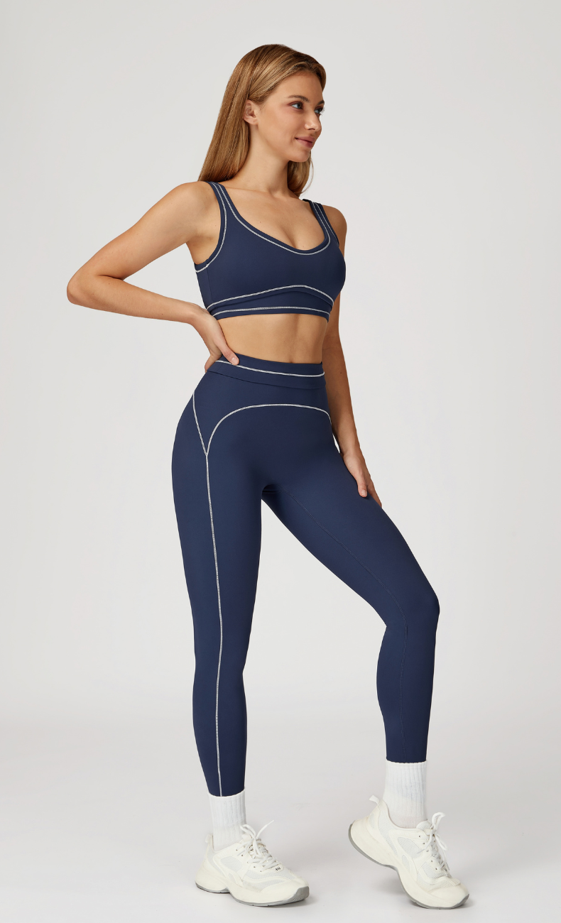 Alexis Open Back Contrast Trim Activewear Set