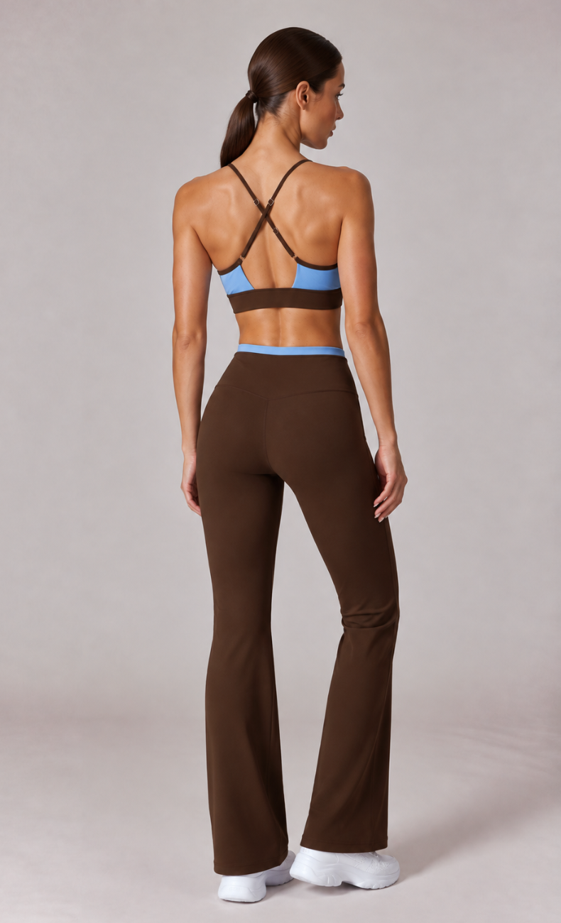 Josie Twist Front Cross Back Flare Leggings Workout Set