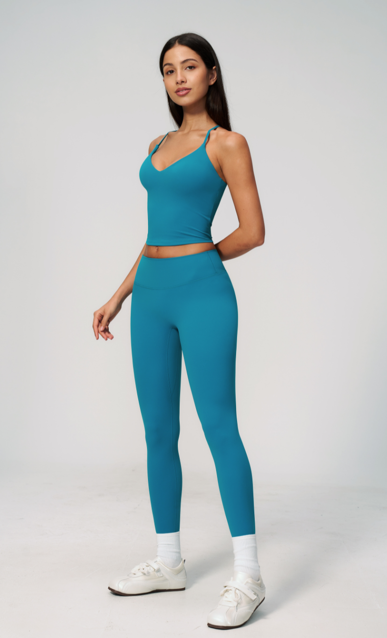 Leah V-Neck Cami High Waisted Leggings Workout Set