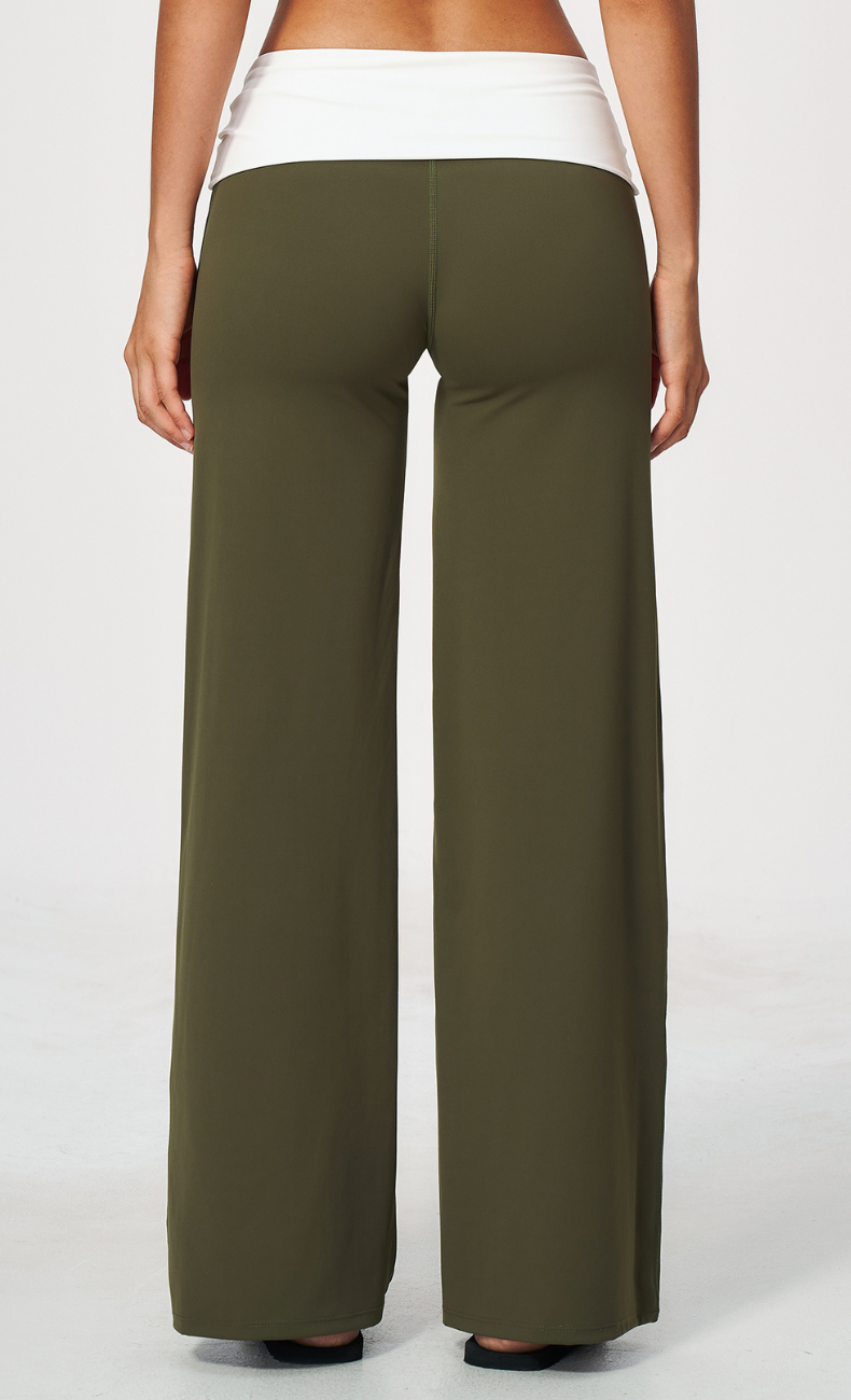 Mary Contrast Foldover Waist Wide Leg Pant