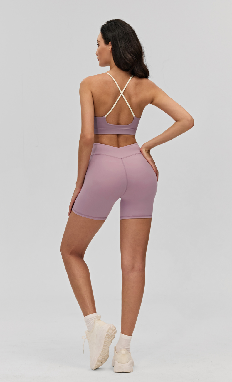 Elodie V-Waist Scrunch Butt Biker Shorts Workout Set