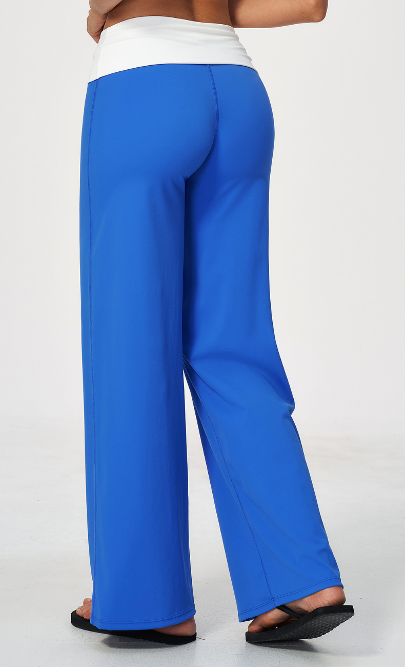 Mary Contrast Foldover Waist Wide Leg Pant