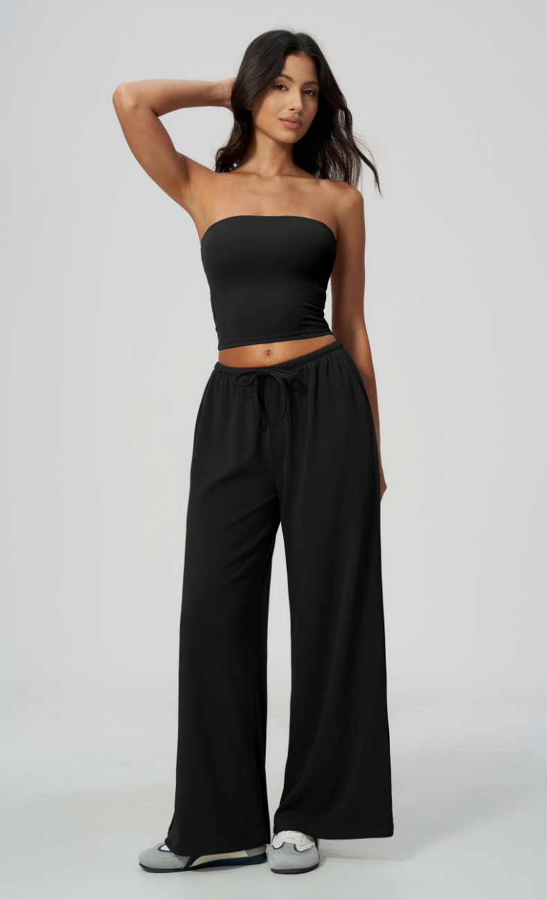 Tatiana Brushed Ribbed Wide Leg Lounge Pant