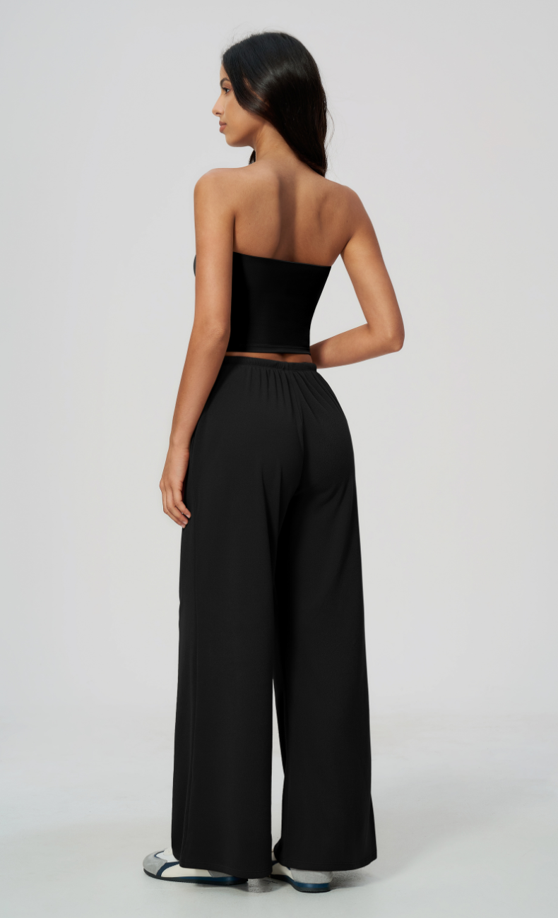 Tatiana Brushed Ribbed Wide Leg Lounge Pant