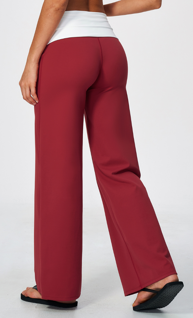 Mary Contrast Foldover Waist Wide Leg Pant