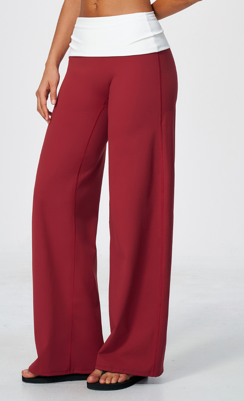 Mary Contrast Foldover Waist Wide Leg Pant