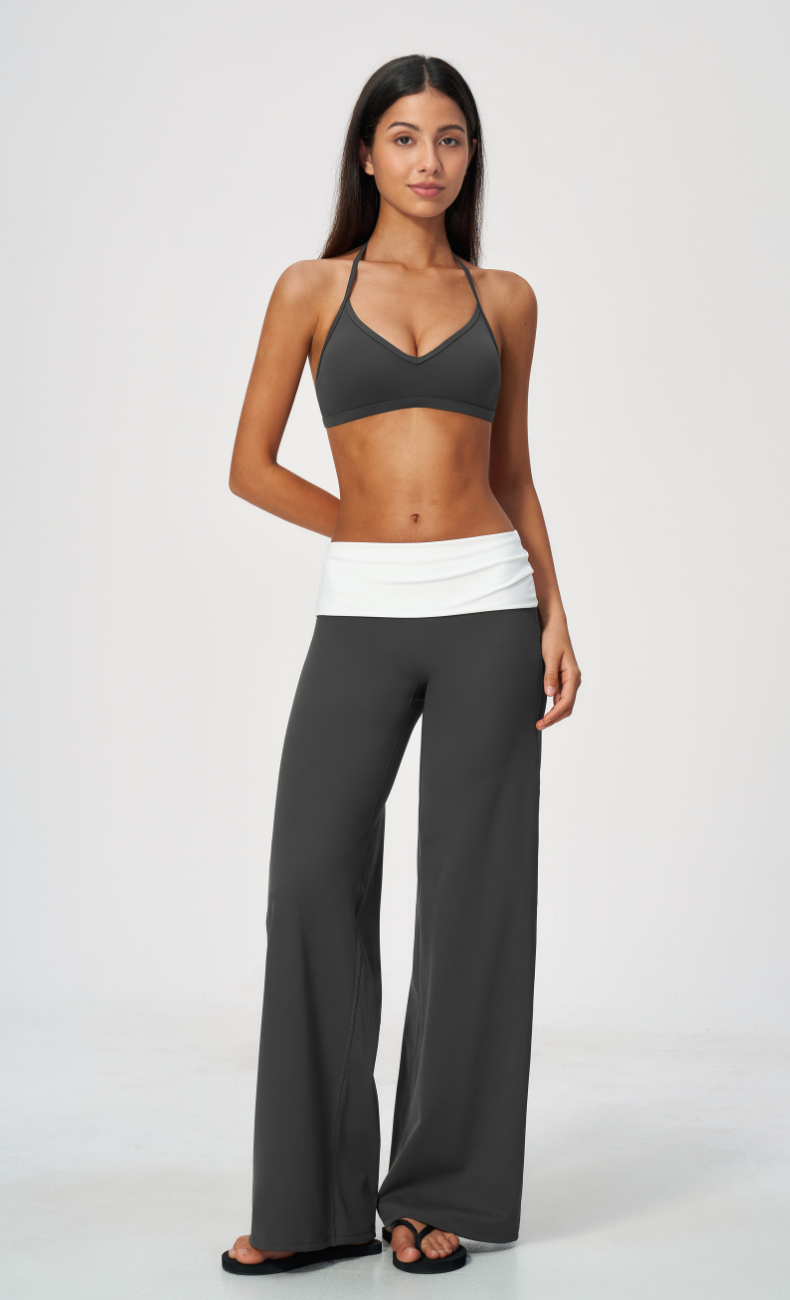 Mary Contrast Foldover Waist Wide Leg Pant