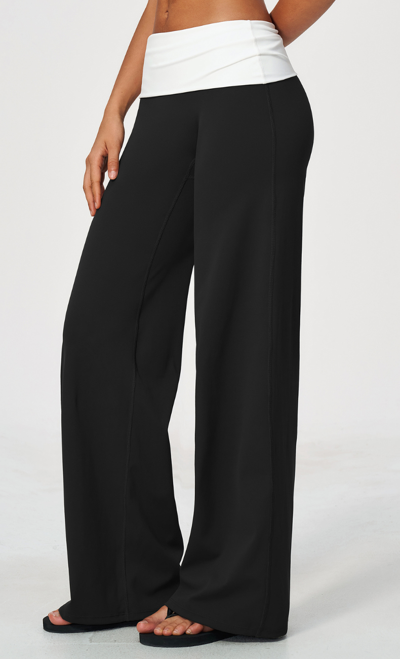 Mary Contrast Foldover Waist Wide Leg Pant