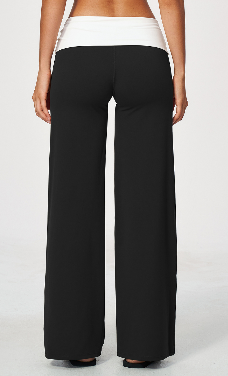 Mary Contrast Foldover Waist Wide Leg Pant
