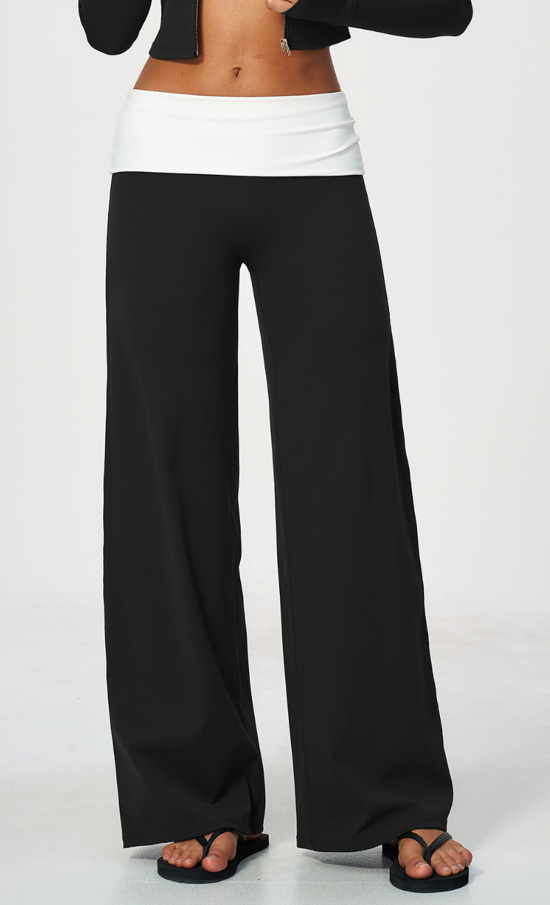 Mary Contrast Foldover Waist Wide Leg Pant