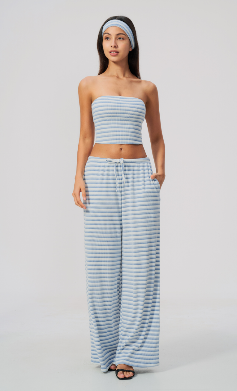 Alix Striped Bandeau 2-Piece Lounge Pants Set