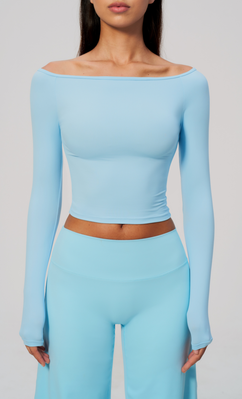 Colette Off-Shoulder Long Sleeve Workout Top