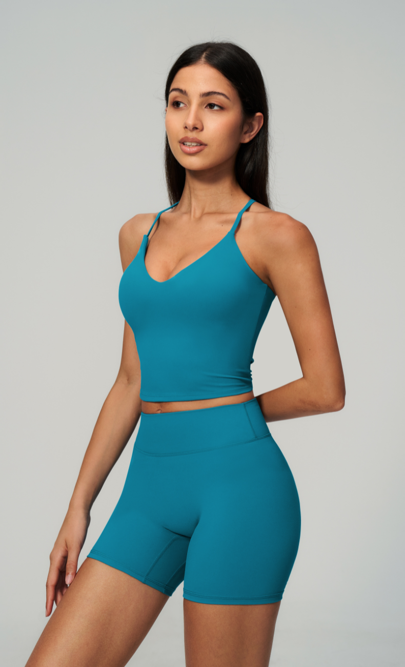 Leah V-Neck Cami High Waisted Shorts Workout Set
