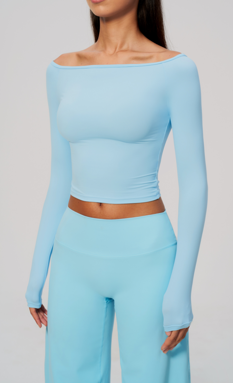Colette Off-Shoulder Long Sleeve Workout Top