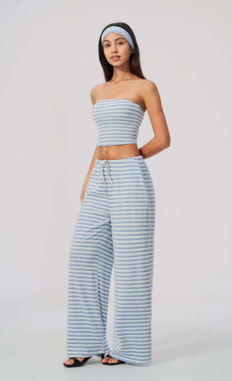 Alix Striped Bandeau 2-Piece Lounge Pants Set