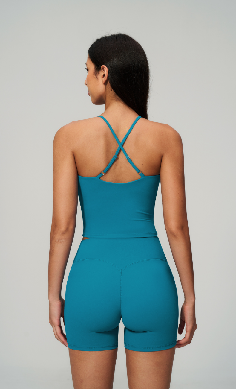 Leah V-Neck Cami High Waisted Shorts Workout Set
