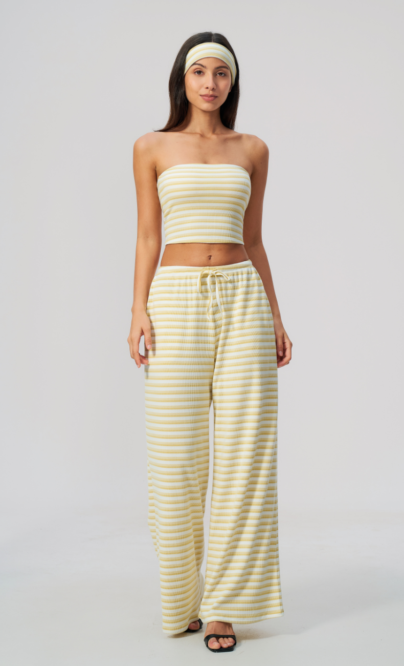 Alix Striped Bandeau 2-Piece Lounge Pants Set