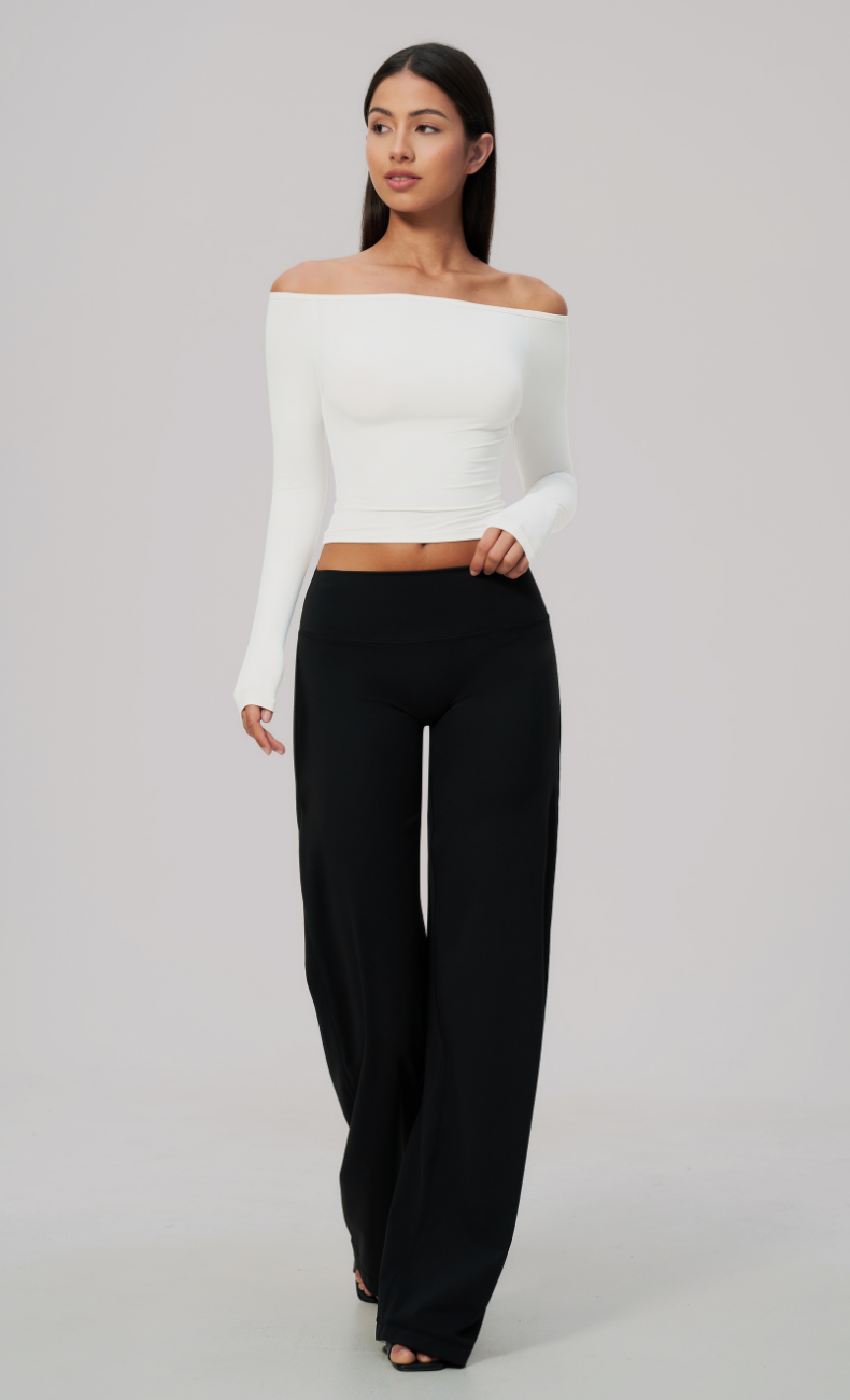 Colette Off-Shoulder Long Sleeve Workout Top