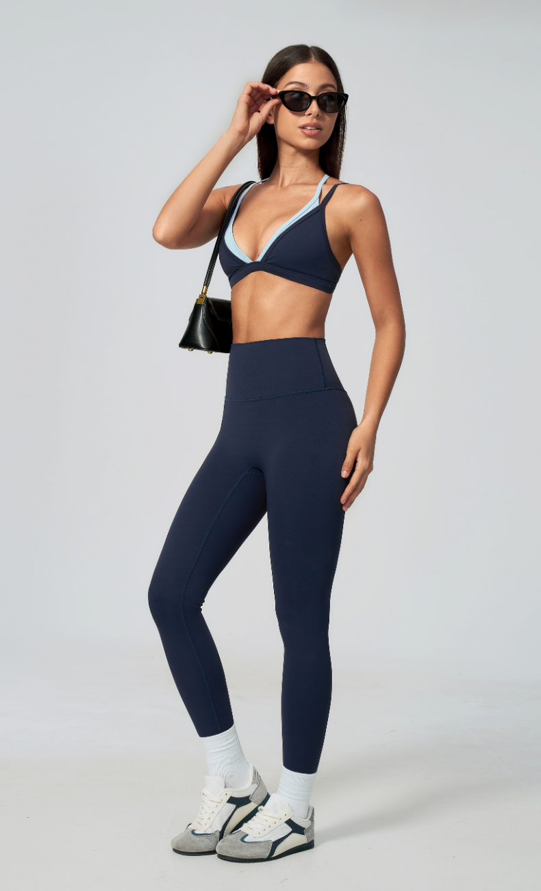 Darcy Layered Sports Bra High Waisted Leggings Workout Set