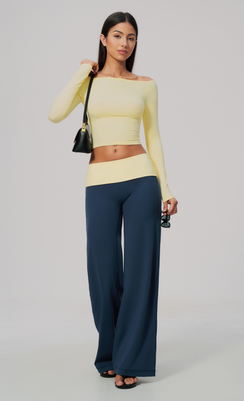 Colette Off-Shoulder Long Sleeve Workout Top
