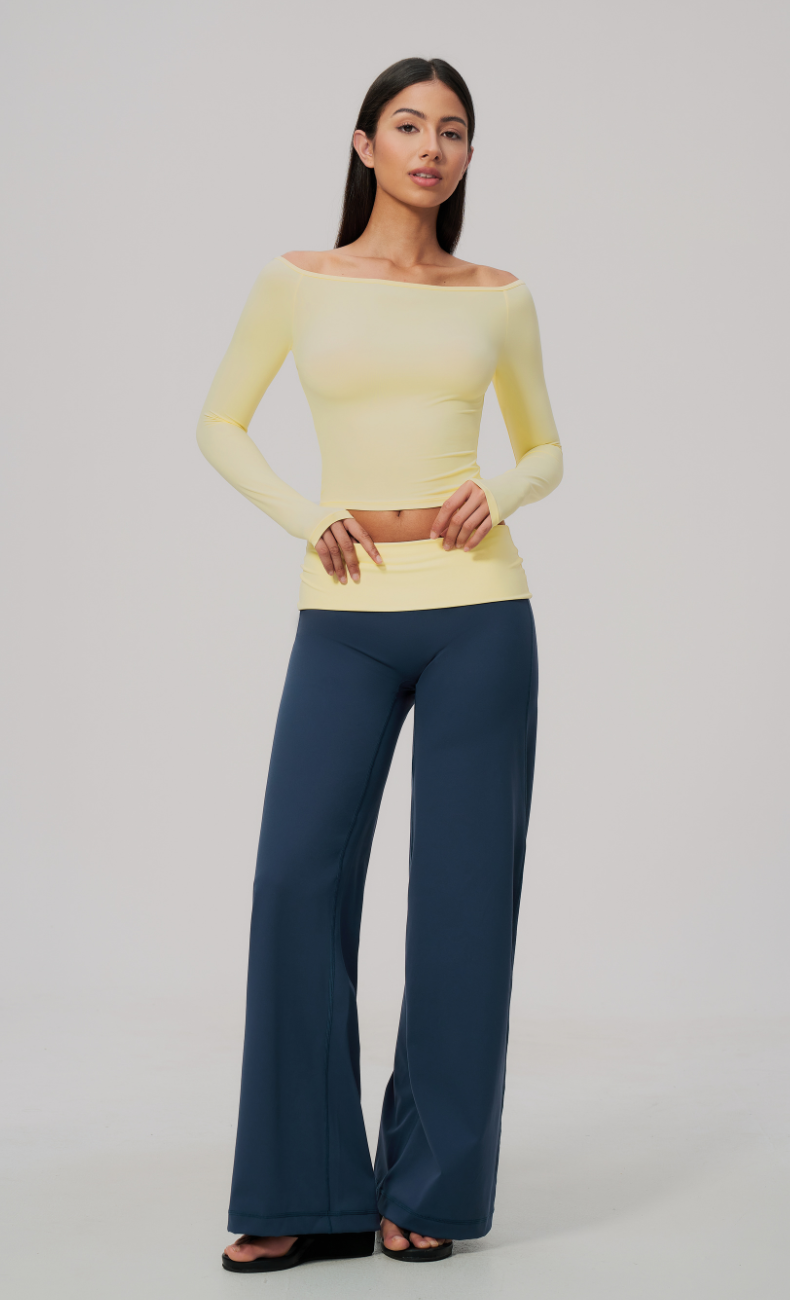 Colette Off-Shoulder Long Sleeve Workout Top