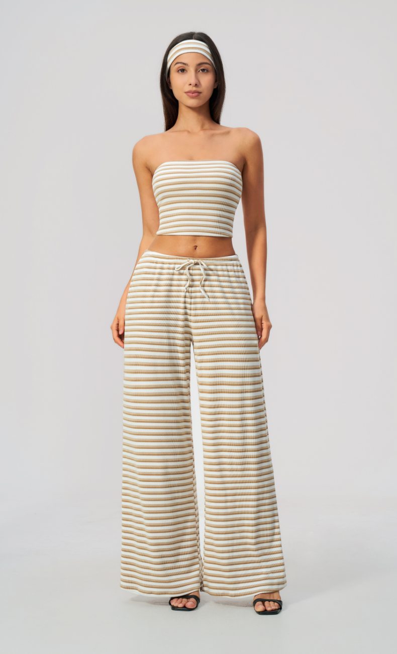 Alix Striped Bandeau 2-Piece Lounge Pants Set