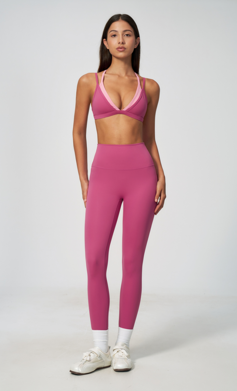 Darcy Layered Sports Bra High Waisted Leggings Workout Set