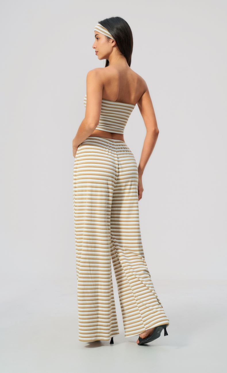Alix Striped Bandeau 2-Piece Lounge Pants Set