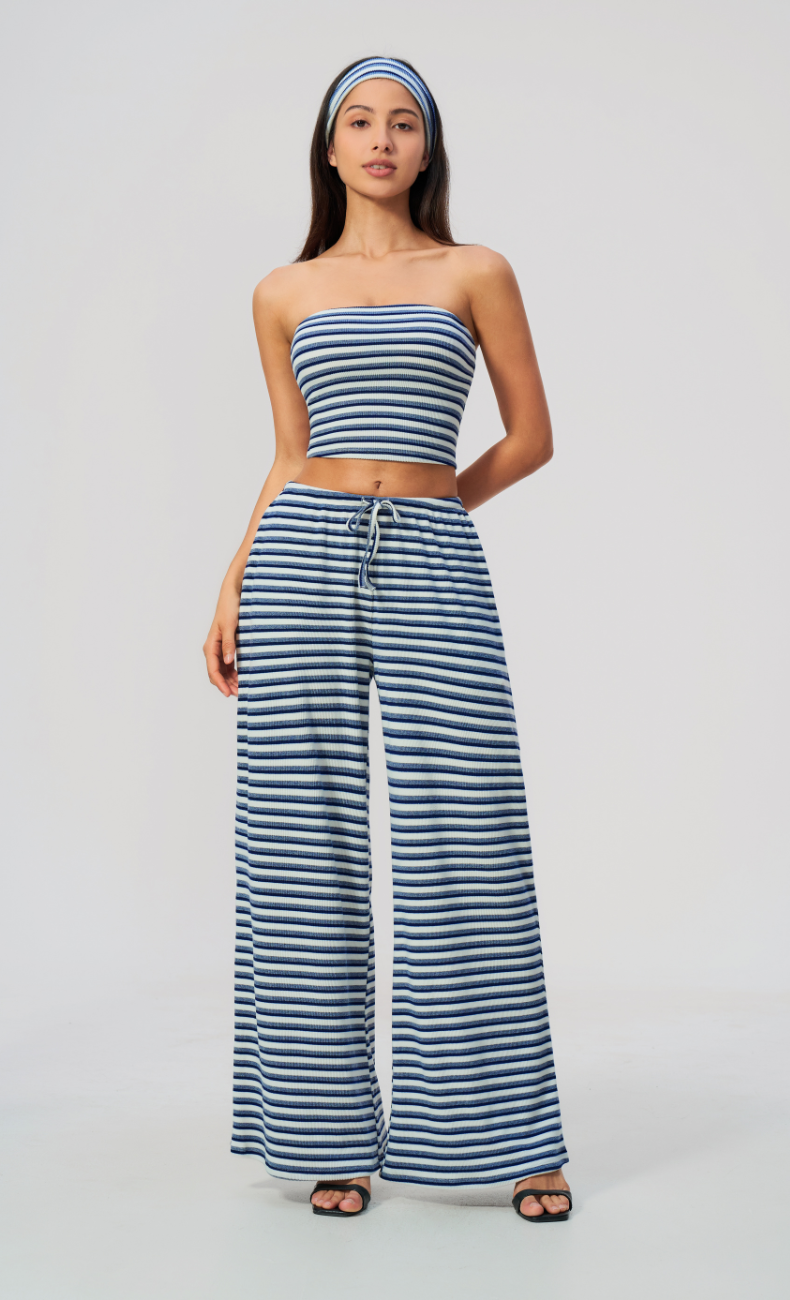 Alix Striped Bandeau 2-Piece Lounge Pants Set