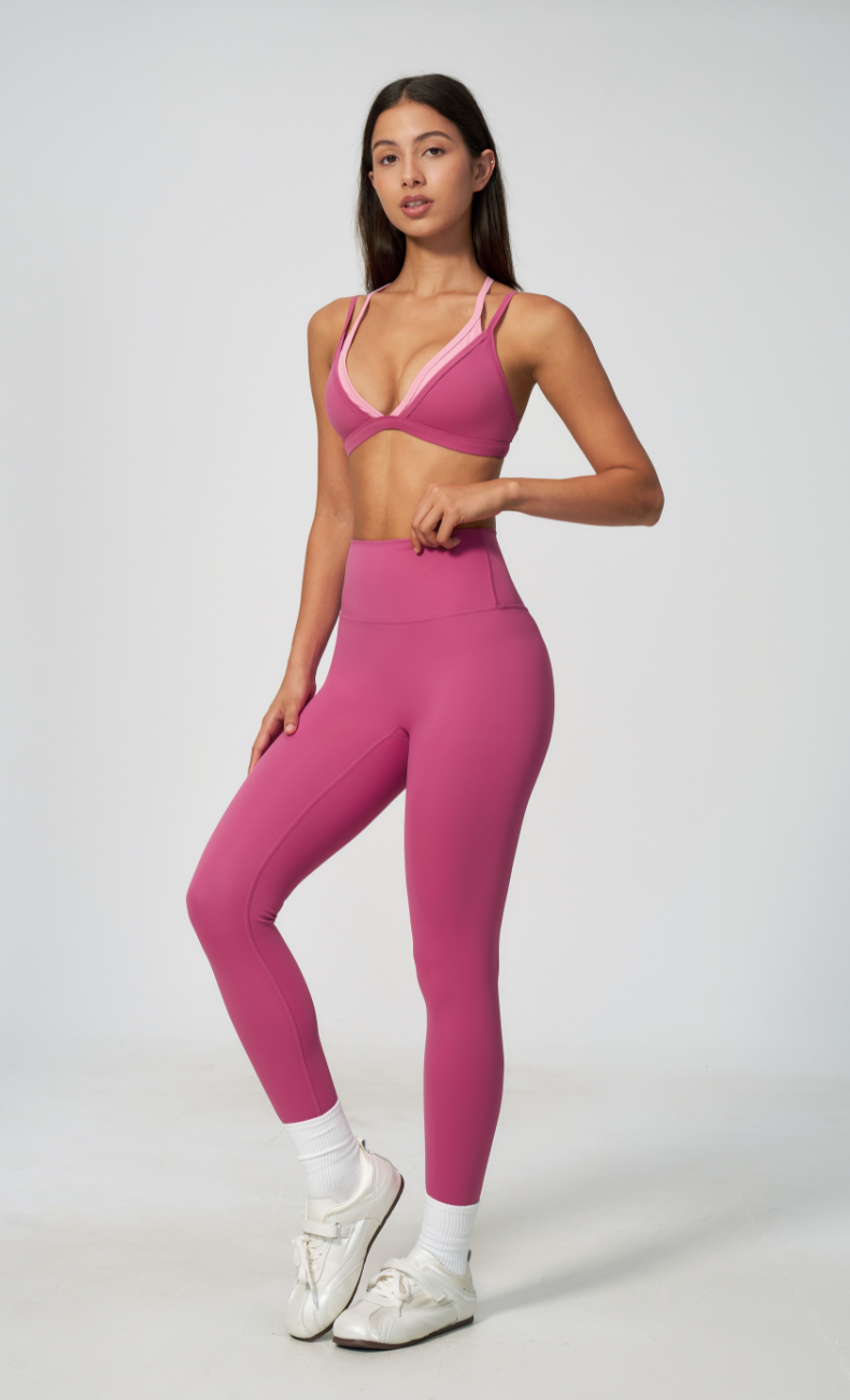 Darcy Layered Sports Bra High Waisted Leggings Workout Set